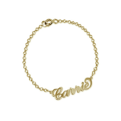 18ct Gold-Plated Silver "Carrie" Name Personalised Bracelet/Anklet - AMAZINGNECKLACE.COM