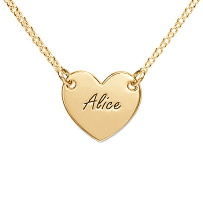 18ct Gold Plated Heart Personalised Necklace with Engraving - AMAZINGNECKLACE.COM