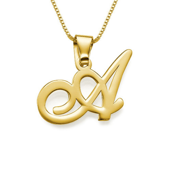 18ct Gold-Plated Initials Pendant With Any Letter - AMAZINGNECKLACE.COM
