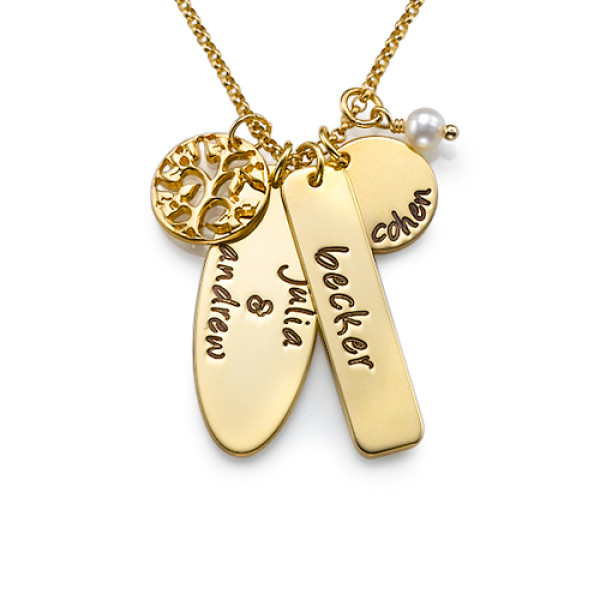 18ct Gold Plated Silver Family Tree Jewellery - AMAZINGNECKLACE.COM