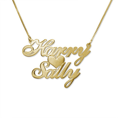 18ct Gold-Plated Silver Two Name Love Personalised Necklace - AMAZINGNECKLACE.COM