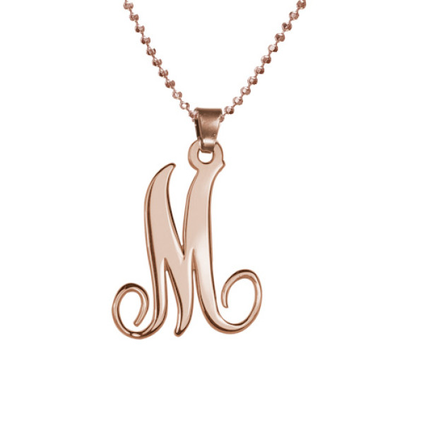 18ct Rose Gold Plated Single Initial Personalised Necklace - AMAZINGNECKLACE.COM