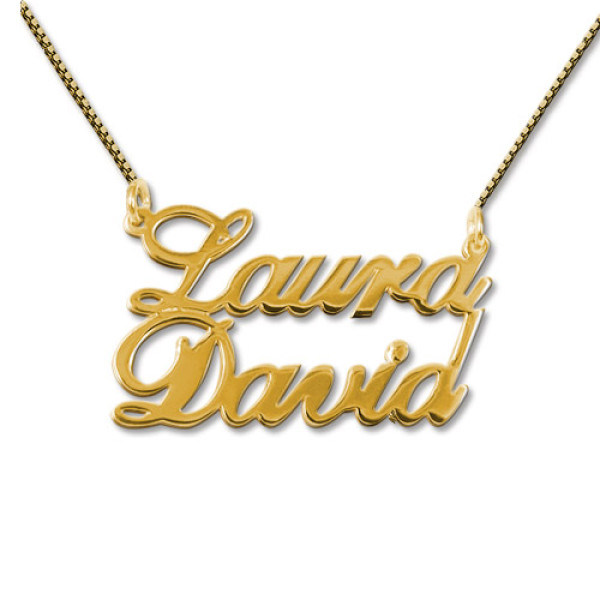 18ct Gold-Plated Silver Two Names Pendant Personalised Necklace - AMAZINGNECKLACE.COM