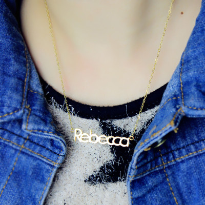 Nameplate Personalised Necklace 18ct Gold Plating "Rebecca" - AMAZINGNECKLACE.COM