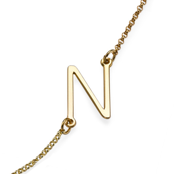 18ct Gold Plated Sideways Initial Personalised Necklace - AMAZINGNECKLACE.COM