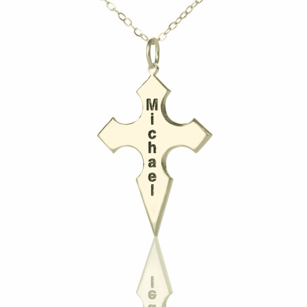 Silver Conical Shape Cross Name Personalised Necklace - AMAZINGNECKLACE.COM