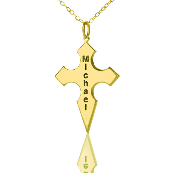 Gold Plated 925 Silver Conical Shape Cross Name Personalised Necklace - AMAZINGNECKLACE.COM
