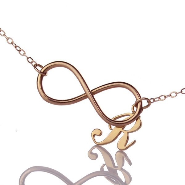 Rose Gold Plated Infinity Initial Personalised Necklace - AMAZINGNECKLACE.COM