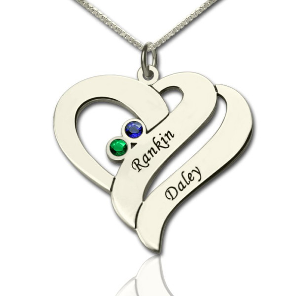 Two Hearts Forever One Personalised Necklace Sterling Silver - AMAZINGNECKLACE.COM