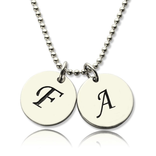 Personalised Initial Discs Necklace Silver - AMAZINGNECKLACE.COM