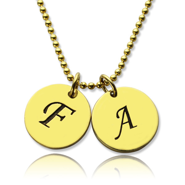 Personalised Initial Charm Discs Necklace 18ct Gold Plated - AMAZINGNECKLACE.COM