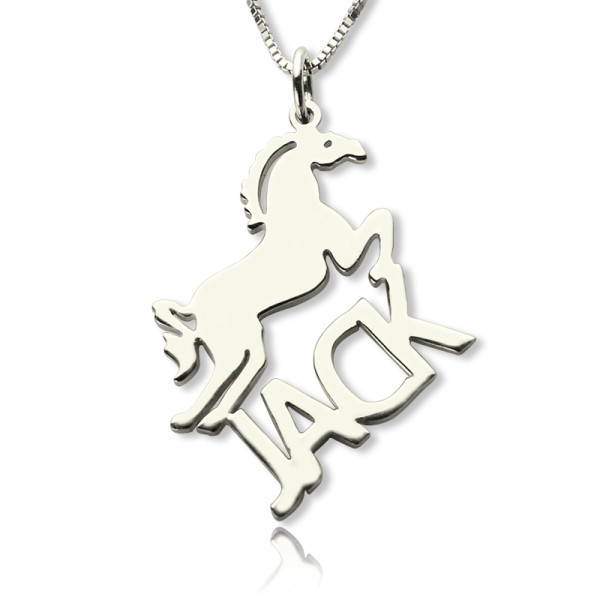 Personalised Horse Name Necklace for Kids Silver - AMAZINGNECKLACE.COM