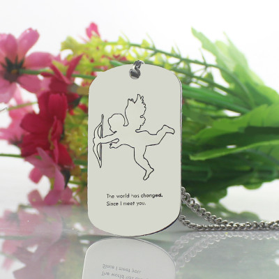 Cupid Man's Dog Tag Name Personalised Necklace - AMAZINGNECKLACE.COM
