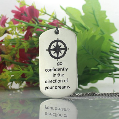 Compass Man's Dog Tag Name Personalised Necklace - AMAZINGNECKLACE.COM