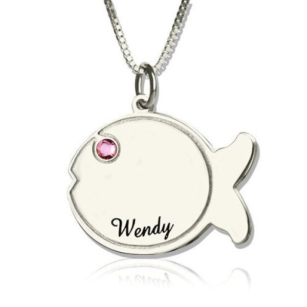 Fish Personalised Necklace Engraved Name Sterling Silver - AMAZINGNECKLACE.COM