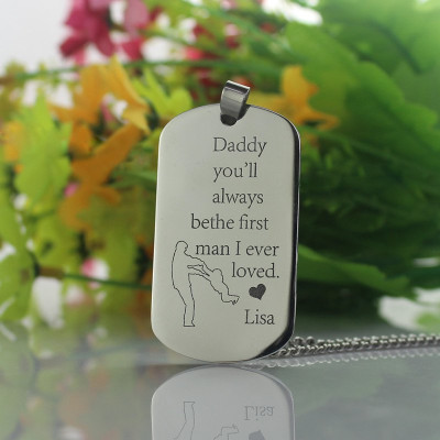 Father's Love Dog Tag Name Personalised Necklace - AMAZINGNECKLACE.COM