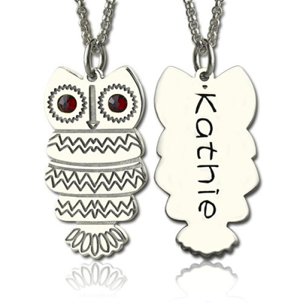 Cute Birthstone Owl Name Personalised Necklace for Girls  - AMAZINGNECKLACE.COM