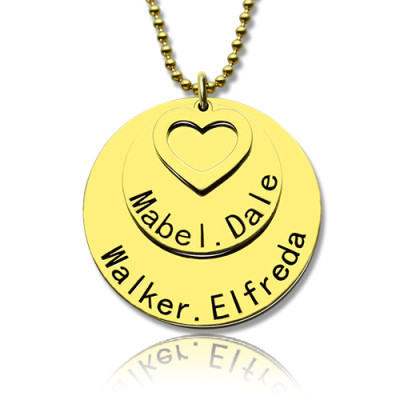 Disc Family Jewellery Personalised Necklace Engraved Name 18ct Gold Plated - AMAZINGNECKLACE.COM