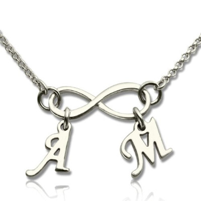 Personalised Infinity Necklace Double Initials Sterling Silver - AMAZINGNECKLACE.COM