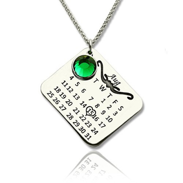 Birthstone Birthday Calendar Personalised Necklace Gifts Sterling Silver  - AMAZINGNECKLACE.COM