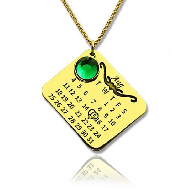 Birth Day Gifts - Birthday Calendar Personalised Necklace 18ct Gold Plated - AMAZINGNECKLACE.COM