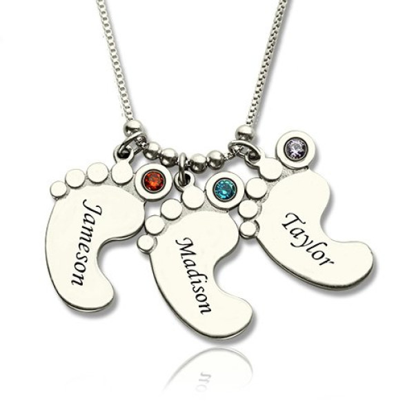 Baby Feet Charm Personalised Necklace for Mom - AMAZINGNECKLACE.COM