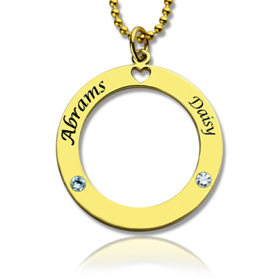 Circle of Love Name Personalised Necklace with Birthstone 18ct Gold Plated Silver  - AMAZINGNECKLACE.COM