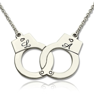 Handcuff Personalised Necklace For Couple Sterling Silver - AMAZINGNECKLACE.COM