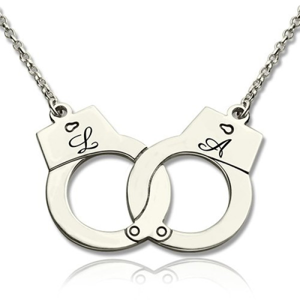 Handcuff Personalised Necklace For Couple Sterling Silver - AMAZINGNECKLACE.COM