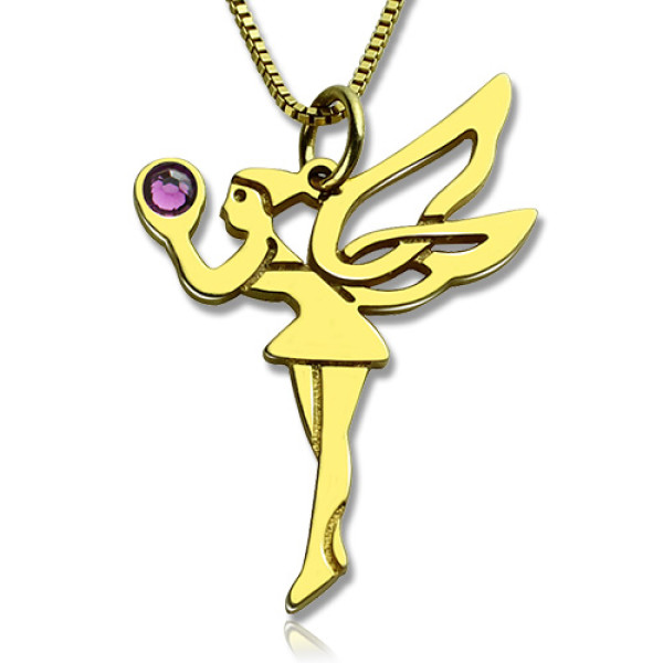 Fairy Birthstone Personalised Necklace for Girlfriend 18ct Gold Plated Silver 925  - AMAZINGNECKLACE.COM