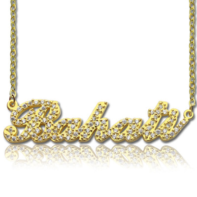 18ct Gold Plated Full Birthstone Carrie Name Personalised Necklace  - AMAZINGNECKLACE.COM