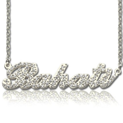 Sterling Silver Full Birthstone Carrie Name Personalised Necklace  - AMAZINGNECKLACE.COM