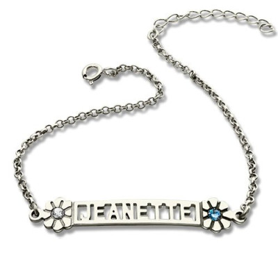 Personalised ID Birthstone Name Bracelet For Teens  - AMAZINGNECKLACE.COM