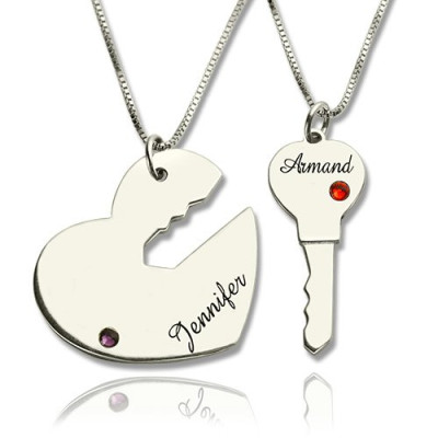Key to My Heart Name Pendant Set For Couple - AMAZINGNECKLACE.COM