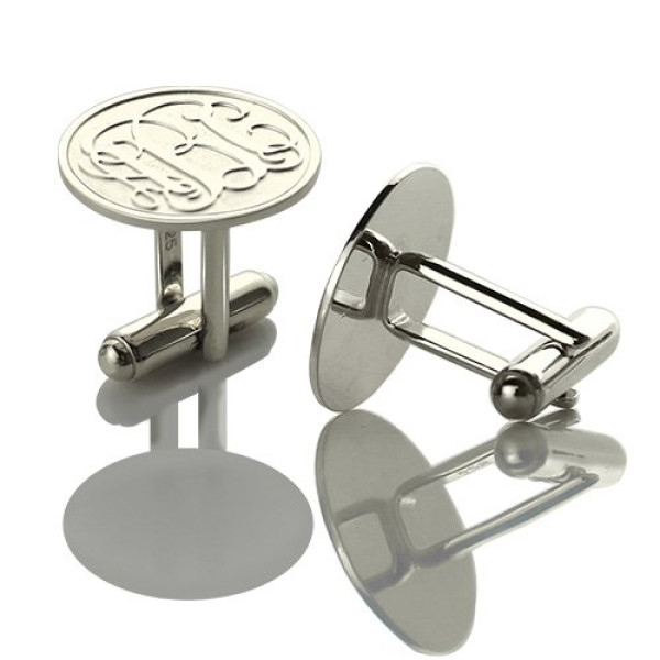 Engraved Cufflinks with Monogram Sterling Silver - AMAZINGNECKLACE.COM