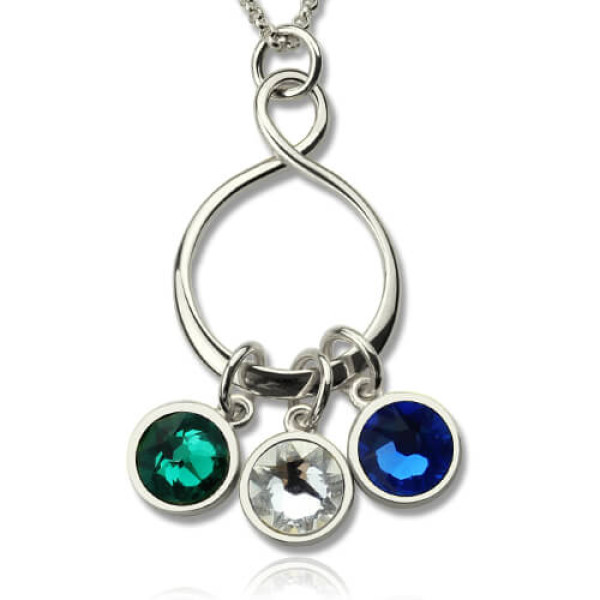 Personalised Birthstone Infinity Charm Necklace  - AMAZINGNECKLACE.COM