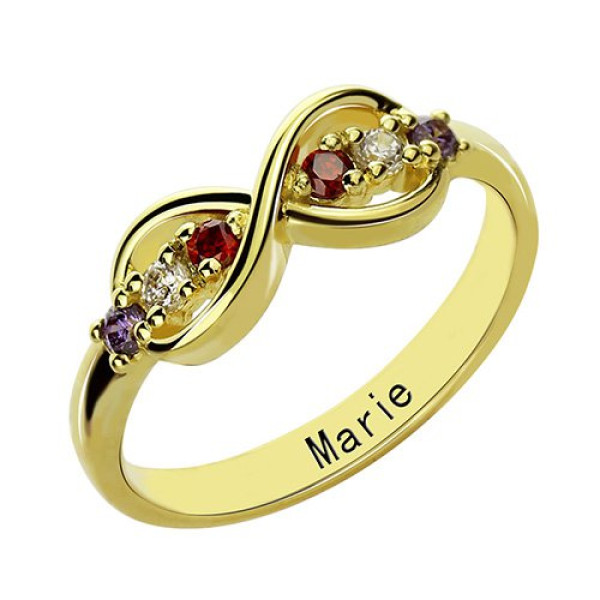 18ct Gold Plated Infinity Promise Personalised Rings with Birthstone  - AMAZINGNECKLACE.COM