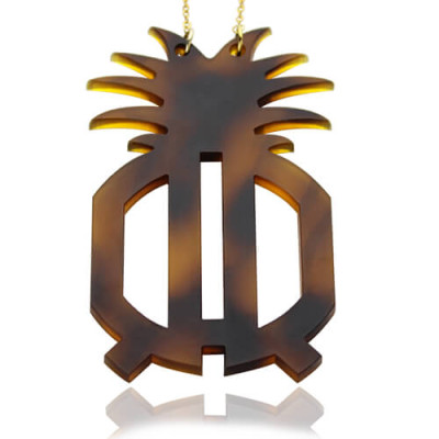 Customised Acrylic Two Initials Monogram Pineapple Personalised Necklace - AMAZINGNECKLACE.COM
