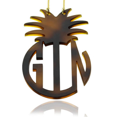 Personalised Acrylic Block Monogram Pineapple Necklace - AMAZINGNECKLACE.COM