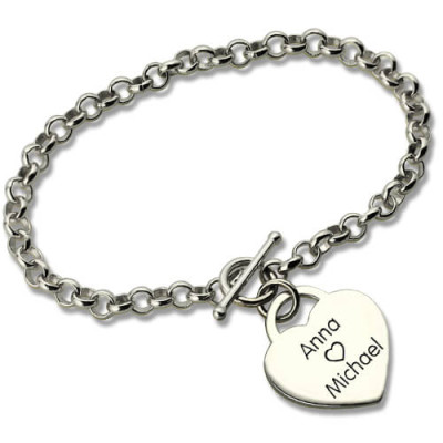 Classic Padlock Heart Toggle Personalised Bracelet with Free Filigree Keepsake Box - AMAZINGNECKLACE.COM