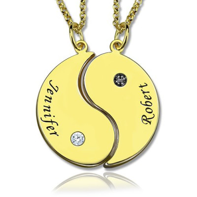 Yin Yang Personalised Necklaces Set for Couples or Friend 18ct Gold Plated - AMAZINGNECKLACE.COM