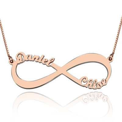 18ct Rose Gold Plated Double Name Infinity Personalised Necklace - AMAZINGNECKLACE.COM