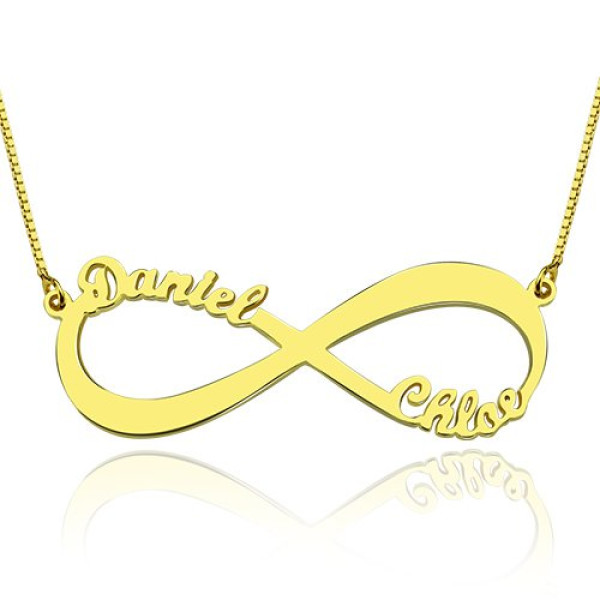 18ct Gold Plated Infinity Personalised Necklace Double Name - AMAZINGNECKLACE.COM