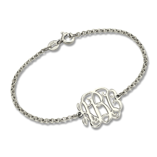 Sterling Silver Monogram Personalised Bracelet - AMAZINGNECKLACE.COM