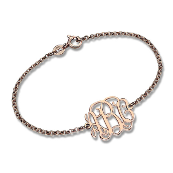 Rose Gold Plated Silver Monogram Personalised Bracelet - AMAZINGNECKLACE.COM