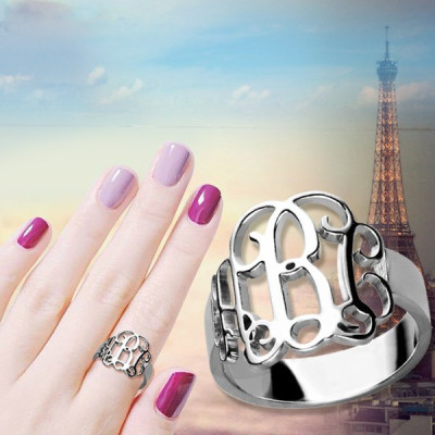 Personalised Sterling Silver Monogram Ring - AMAZINGNECKLACE.COM