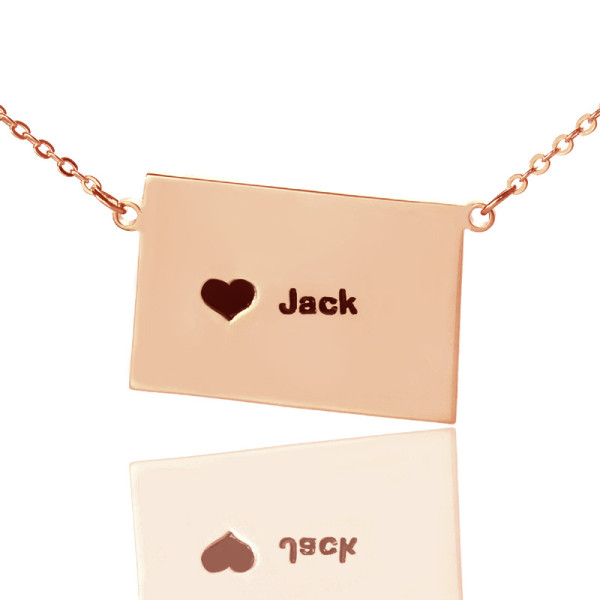 Custom Colorado State Shaped Personalised Necklaces With Heart  Name Rose Gold - AMAZINGNECKLACE.COM