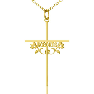 Gold Plated 952 Silver Cross Name Personalised Necklaces with Rose - AMAZINGNECKLACE.COM