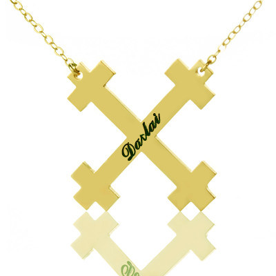Gold Plated Silver Julian Cross Name Personalised Necklaces Troubadour Cross - AMAZINGNECKLACE.COM