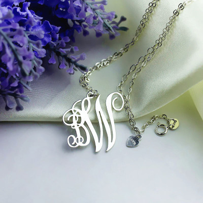Personalised 2 Initial Monogram Necklace Sterling Silver - AMAZINGNECKLACE.COM